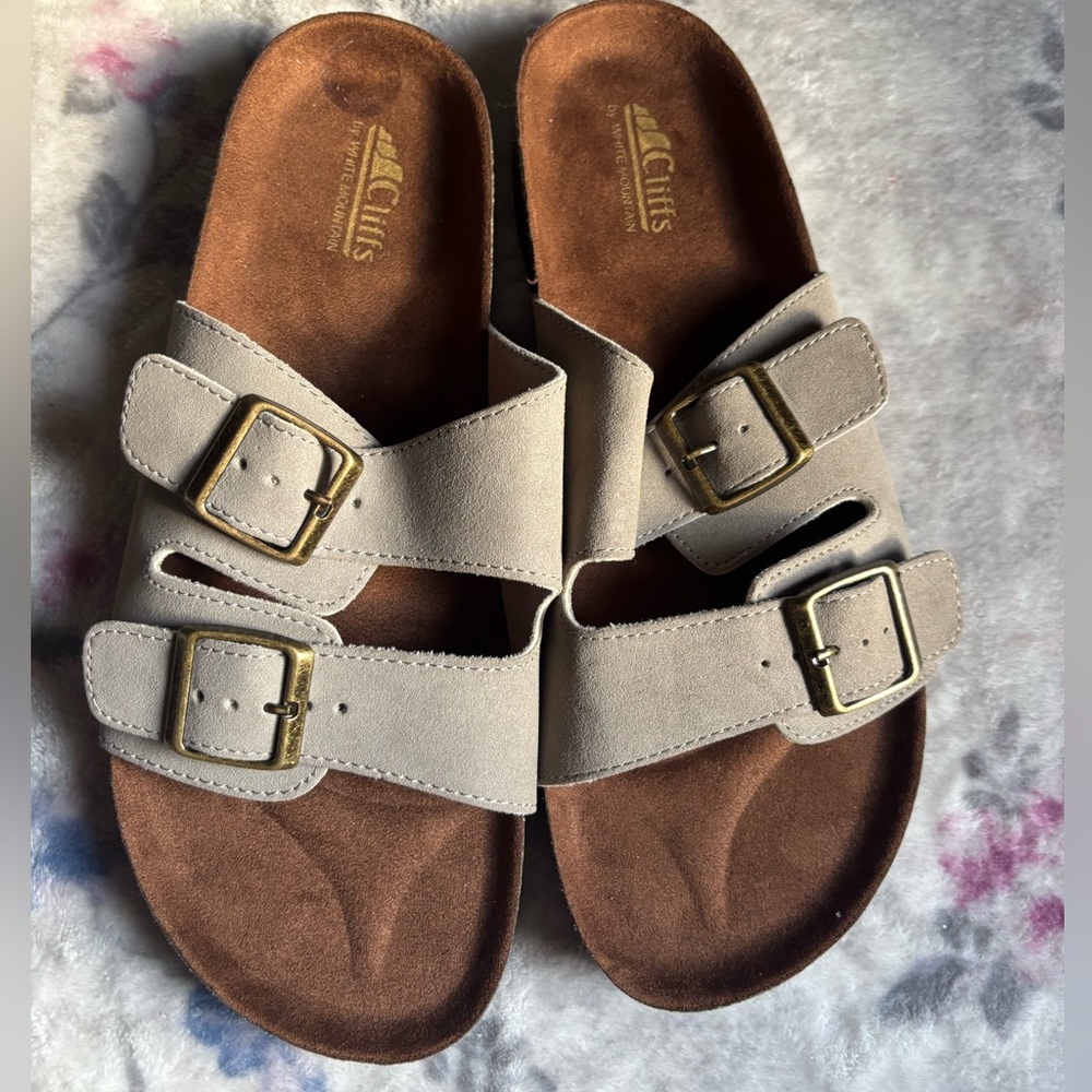 Men’s Cliffs by WHITE MOUNTAIN Beige and Brown Buckle Sandals